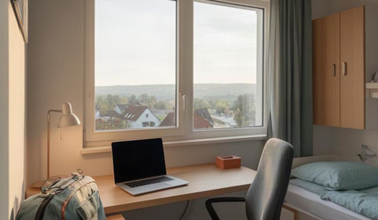 Möblierte Pendlerwohnung mit Schreibtisch und Fensterblick nahe Duderstadt