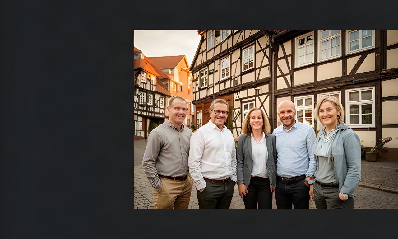 Das Team von Classen Immobilien GmbH vor einem historischen Gebäude in Duderstadt