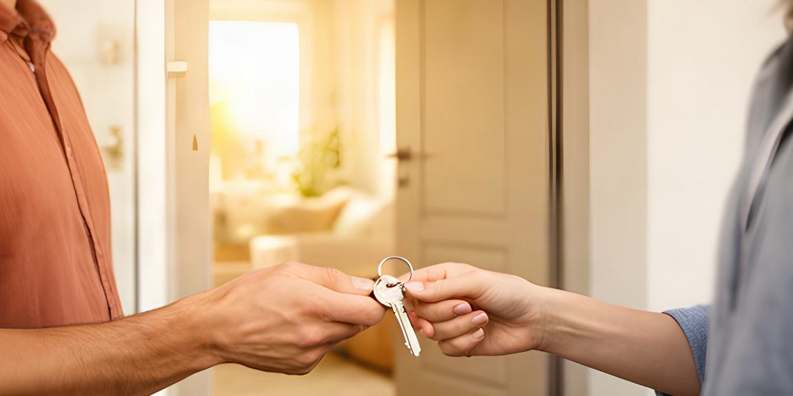 Schlüsselübergabe an einem hellen Wohnungseingang nach erfolgreicher Vermietung in Duderstadt