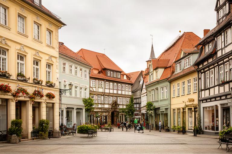 Historische Innenstadt von Duderstadt mit gepflegten Häuserfassaden und Fußgängerbereich