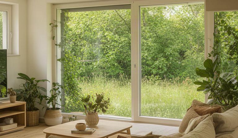Ruhiges Wohnzimmer einer Mietwohnung in Kolligsbrunnen mit Blick ins Grüne